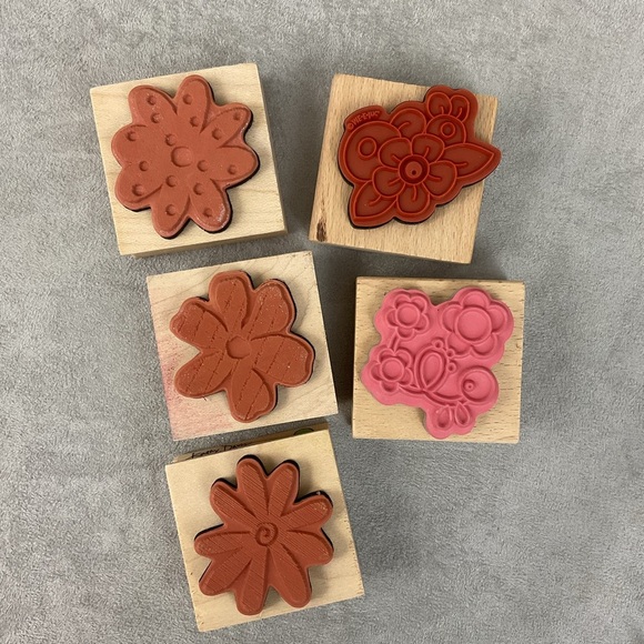 Flower power vintage & Y2K rubber floral stamps - Picture 3 of 5